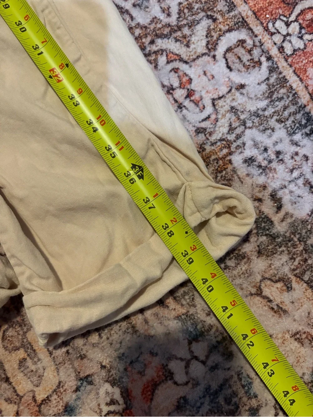 HANSEL FROM BASEL size 1 khaki cotton elastic waist wide tapered leg pants